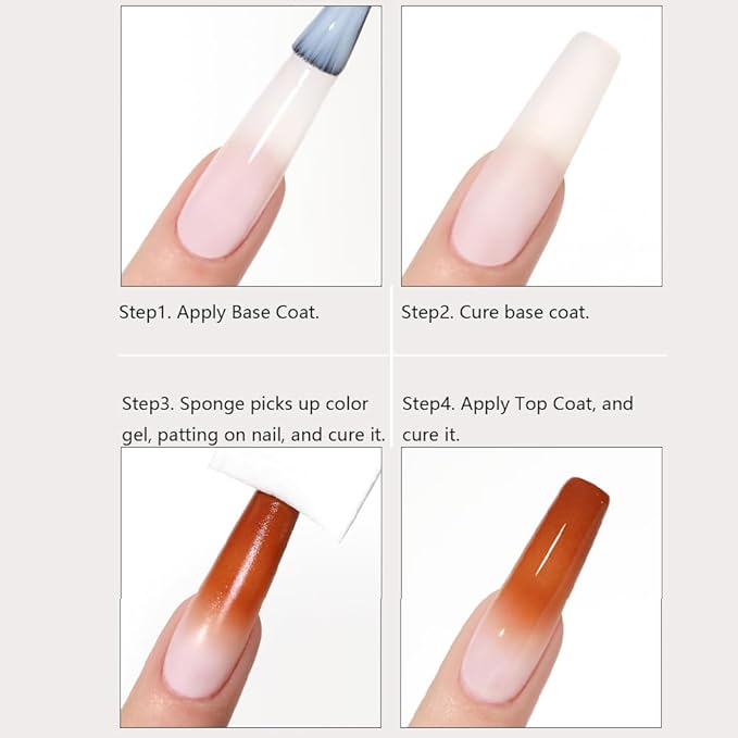 Sponge Pat Paint Nail Gel, 9 Colors Ombre Nails Gradient Gel Nail Blush Blooming Aura Nails Drawing Stripper Floral Painting Nail Art, No Wipe, UV/LED Curing (9 Colors G)