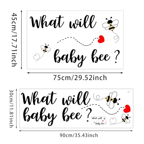 What Will Baby Bee Baby Shower Decal Sign, Gender Reveal Girl or Boy Wall Stickers Sign,Bee Themed Gender Reveal Decorations, Party Backdrop Supply.