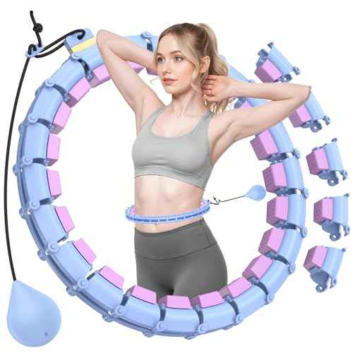 Plus Size Silent Weighted Hula Infinity Fitness Detachable Hoops 65-Inch 32 Knot, Smart Noiseless Infinity Hula for Women, Waist and Abdominal Home Weight Loss Exercise Fit Hoop