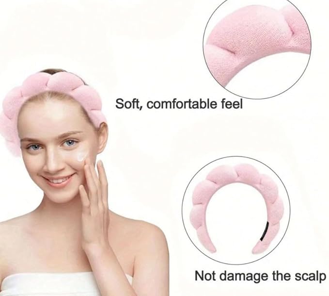 Spa Headband, Wrist Towels for Washing Face Soft Sponge Headbands for Women, Headband for Washing face with Wrist Strap, Hair Accessories for Skincare, Hair Accessories Headwear