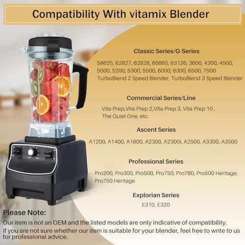 New For Vitamix Blender Pitcher 64oz Container, Replace 5200 5000 6500 7500 Pro500 750 Vita-Prep vm0101 vm0102 vm0103 vm0197 E310 320 asy172 A2300 A3300 etc Container Jar Cup, 1 Year Manufacturer