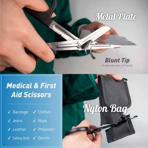 Trauma Shears 4-Pack 7.5 inch, Bandage Scissors Set, EMT & Medical Scissor, Large First Aid scissors, for Nurse, Fluoride-Coated with Non-Stick Blades by LI JIU¢ç (4 Pack Golden)