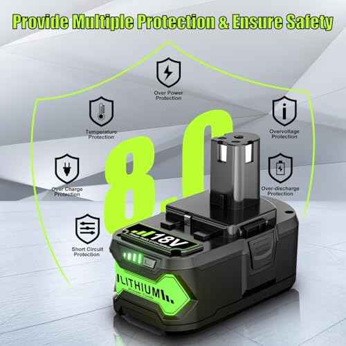 Upgraded 8.0Ah 2Packs P108 18V Battery Compatible with Ryobi 18V ONE+ Battery P102 P103 P104 P105 P107 P109 P122 PBP005 PBP004 PBP003 PBP002 RB18L50 BPL1820 Cordless Power Tools with LED Indicator