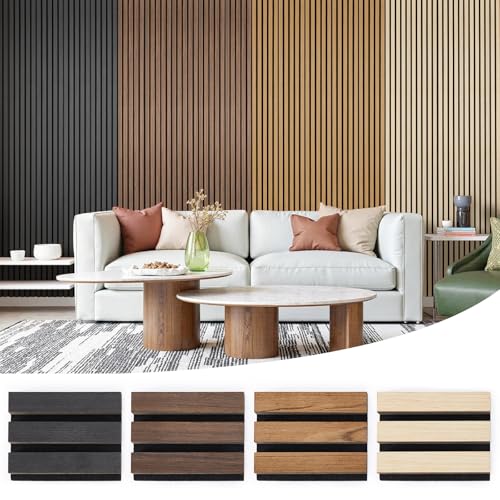 Samples 4-Pack 6" x 4.7" Wood Slat Acoustic Panels - Include Black, Walnut, Oak, Teak