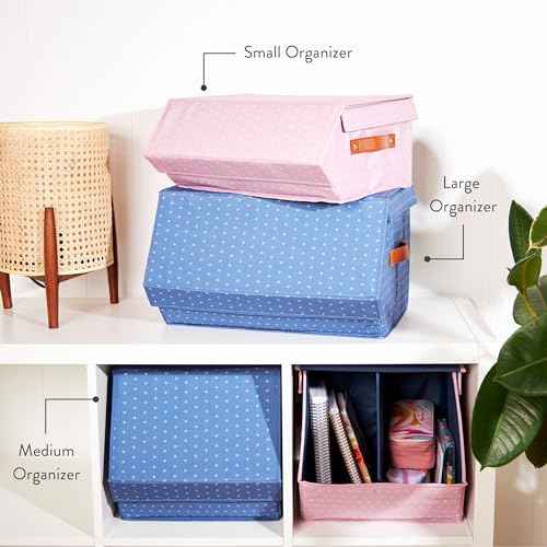 Erin Condren Collapsible Storage Organizer - Store, Organize & Pack Your Essnetials - Removable Dividers With Magentic Closure - Lilac, Medium