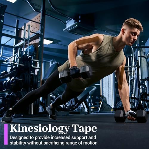 Pro VityElk Kinesiology Tape Elastic Sports Tape for Muscle Pain Relief & Support - Breathable Waterproof Athletic Tape for Joints, Back, Knees-20 PreCut Strips/Roll (Black 4 Roll)