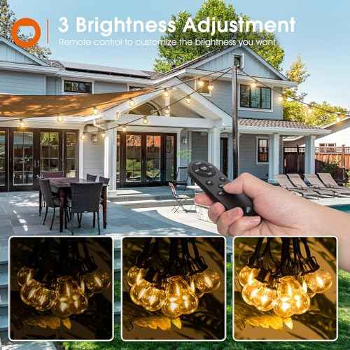 addlon 106FT(100+6) Solar String Lights with Remote, 54 Shatterproof G40 Bulbs, Commercial Grade Solar Powered Outdoor Light, Dimmable Waterproof Solar Lighting Outdoor for Garden Backyard Party Decor