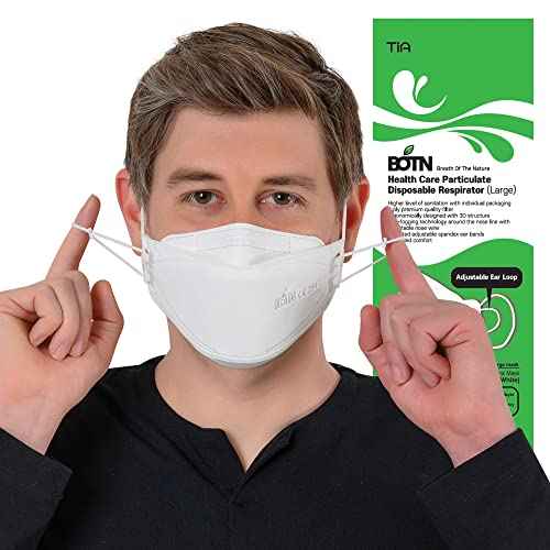BOTN 11Pcs KF94 Protective and Safety Face Mask for Adult, 4-Layer Filter and 3D Design, Adjustable Strap and Made in Korea (White, Large)