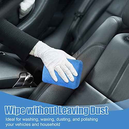 Riakrum 32 Pieces Microfiber Applicator Pads Detailing Car Wax Sponge for Car Ceramic Coating Applicator Tire Shine Cleaning Pad for Applying Wax Foam(Blue)