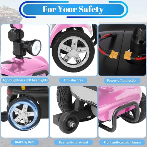 30-60 Miles Ecomobi MS02 Long Range 4 Wheels Electric Mobility Scooter for Adults/Seniors, 350W E-Wheelchair Device w/25Ah Extended Battery, Dual Baskets Compact Mobile for Travel(FSA Eligible)