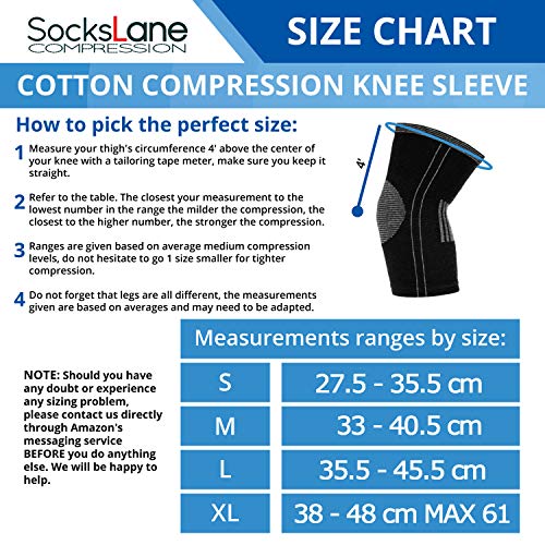 Cotton Compression Knee Sleeves - 2 Support Braces for Arthritis, Meniscus Tear, Joint Pain Relief, Circulation, Swelling, ACL MCL, Post-surgery Recovery - Soft and Comfortable Men & Women
