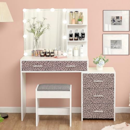 Leopard Print Peel and Stick Wallpaper, Modern Wallpaper Pink and Black Classic Design Contact Paper Rmovable Self Adhesive Wall Papers for Bedroom Bathroom Cabinet 17.7¡¯¡¯x118¡¯¡¯