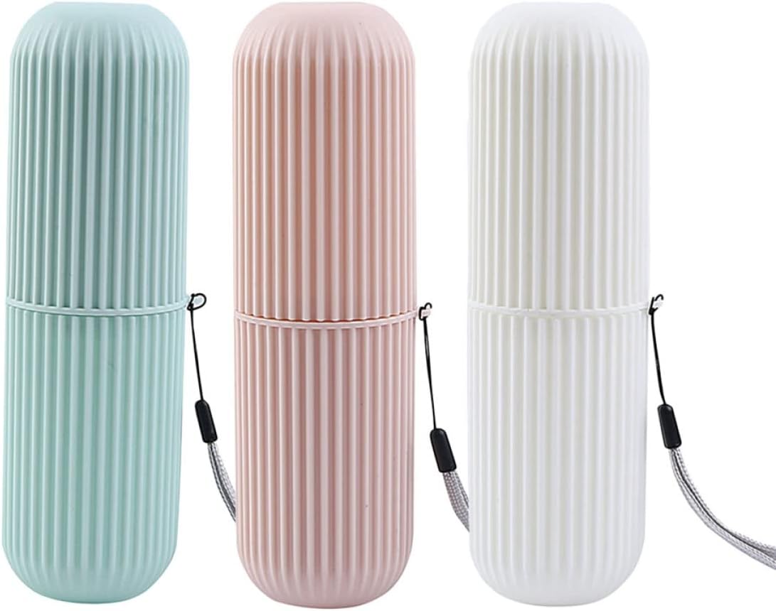 Beavorty 3pcs Travel Case for Toothbrushes Eco-friendly Holder Capsule Case Storage Box Random Color