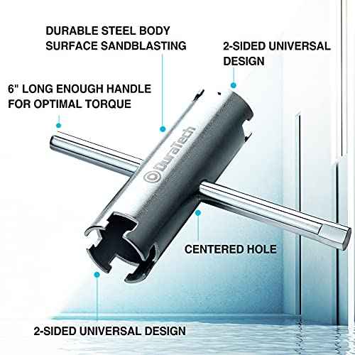 DURATECH Basket Strainer Wrench, Universal Sink Strainer Wrench with Sliding Handle, Double End, 1/2" & 3/8 "