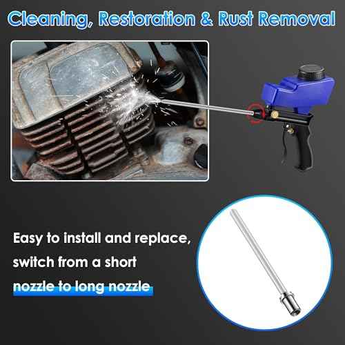 Feekoon Sand Blaster Long Nozzle Compatible with Le Lematec, Sandblasting Nozzle Tip Adapter for Soda and Walnut Blaster, Air Compressor, Abrasive Media Blasting Wand Accessory for Spot Blasting
