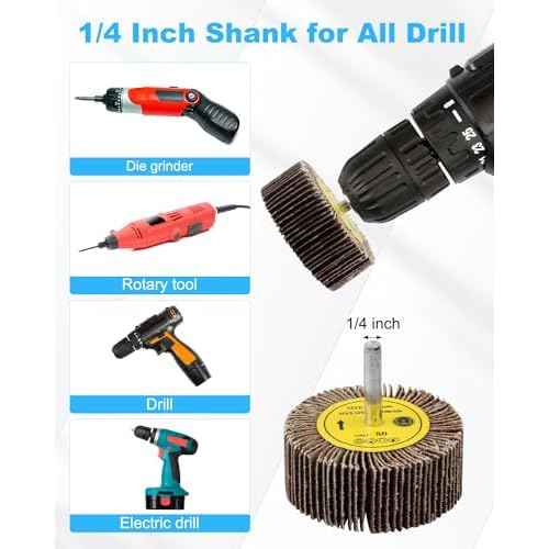 Rocaris 96 Pack 1/4" Abrasive Flap Wheel Sander Set, 80 Grit Aluminum Oxide Flap Wheels Cylindrical Shape Sanding Wheel, 8 Sizes