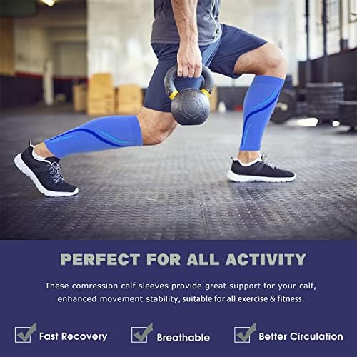 Calf Compression Sleeve for Men & Women 20-30 mmHg, Leg compression Sleeve, Footless Compression Socks (1 or 2Pair)