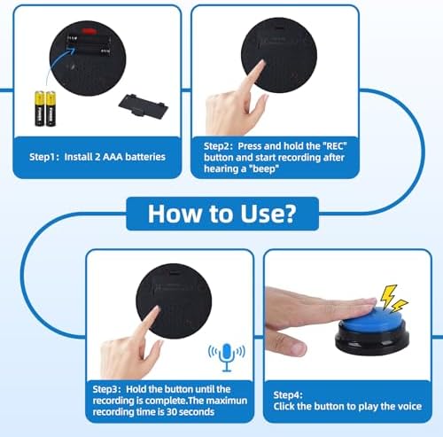 4 Pack Portable AAC Communication Devices for Autism Individuals with Communication Difficulties, Communication Device for Nonverbal Kids, Voice Recording Buttons for Schools, Home, Treatment Courses