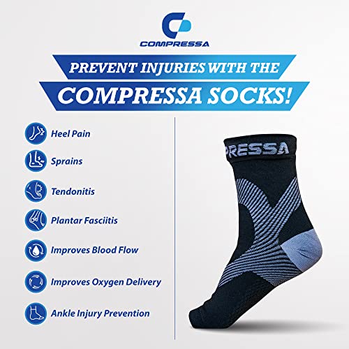 Compressa Compression Socks for Women & Men - Ankle Compression Sleeve with Premium Non-Slip Support Joint Pain, Muscle Recovery, Arthritis Relief, Injury Recovery, & More (3 Pairs - Open Toe)