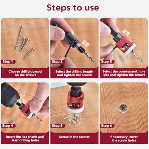 Countersink Drill Bit Set - Countersink Drill Bit with Low Friction Depth Stop, Replaceable HSS M2 Tapered Bits, Carbide Drill Bits 1/4¡± Hex Shank for Woodworking Tools & Hand Tools