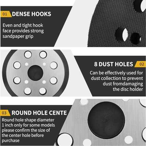 5" 8 Hole Hook & Loop Orbital Sander Metal Pad Compatible with Ryobi PCL406 RS240 RS280 RS280VS RS281VS RS290 P410 P411 Random Orbital Sander Replacement Part for Ryobi # 030157001018