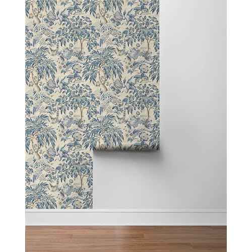 Surface Style - Peel and Stick Wallpaper, Botancial Wallpaper for Bedroom, Powder Room, Kitchen, Self Adhesive, Vinyl, 30.75 Sq Ft Coverage (Forest & The Trees Collection, Delft)