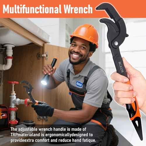 Pipe Wrench Set, 10¡± and 15¡± Self Adjusting Wrench 2-Piece Plumbing Tools for 0.55¡°-2.36¡±/14-60mm Standard Nuts, Irregular Nuts,Pipes Use