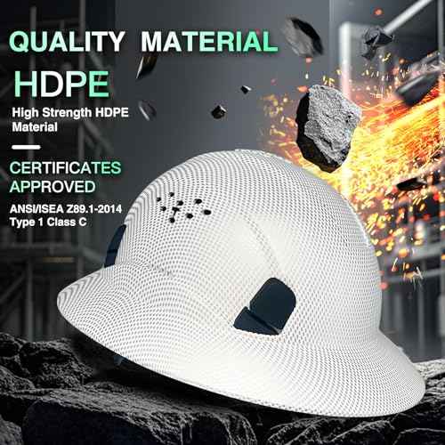 Full Brim Hard Hats Construction Hardhats Safety Helmet Vented Adjustable Lightweight Sunshade Work Caps Industrial Head Protection ANSI Approved
