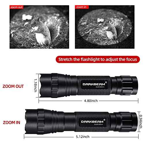 DARKBEAM ir Flashlight Infrared 850nm Light LED Rechargeable Mini for Night Vision, Tactical ir Illuminator with Long Range & High Power, Focus Adjustable for Hunting, Observation, Search