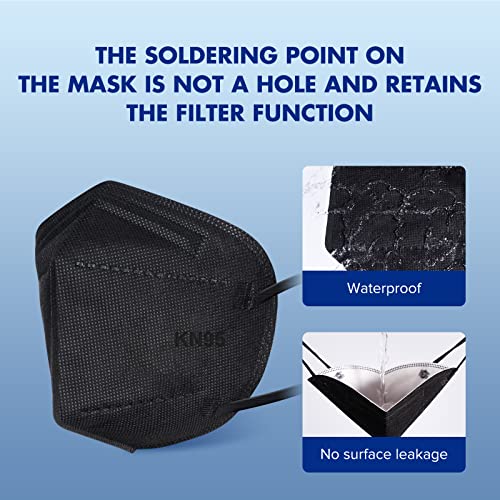 ctc connexions KN95 Black Face Masks 20pcs 5-Layer Cup Dust Masks Filtration Efficiency ¡Ã95% Individually Packaged Breathable Face Mask
