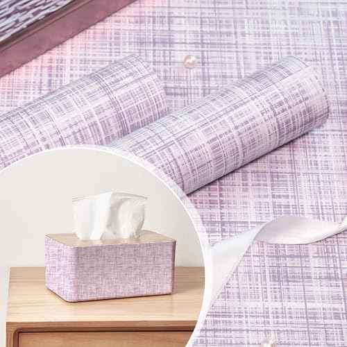 Purple Grasscloth Wallpaper Peel and Stick Wallpaper Texture Contact Paper 17.3"x120" Vintage Wallpaper Removable Waterproof Wall Paper for Room Walls Cabinets Furniture Drawers Desk