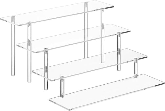 HENABLE 4 Tier Acrylic Perfume Organizer Stand, Clear Display Risers for Perfume, Cologne, Cosmetic, Skincare, Funko POP, Dessert Display, Cupcake Stand Holder