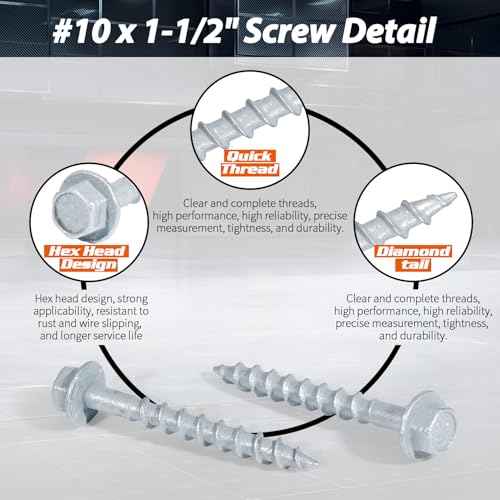 SD Connector Screws, #10 x 1-1/2" Heavy?Duty Joist Hanger Screws, 1/4" Hex Head Wood Screws, 0.380" Dia Deck Screw, 16D Nails Replacement Screw, Mech Galvanized Wear & Deformation Resistant (500?Qty)