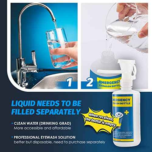Portable Eye Wash Station with Eyewash Bottles, Emergency Wall Mount Eyewash Station, Self-contained Eye Wash Kit with Mirror&16.09oz Bottles, Emergency Eye Wash Unit, NO Eyewash Solution