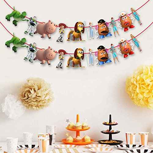 Toy Stry Garland Decoration for Birthday Party ? Cartoon-Inspired Hanging Banner with Cowboy and Space Hero Theme ? Reusable Party Garland ? Wall Backdrop or Toy-Themed Celebration Decoration