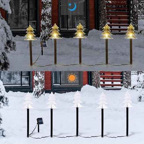 ILLUMINEW Outdoor Christmas Decorations, Solar Xmas Pathway Lights, Set of 20 Waterproof Landscape Christmas Lights, LED Lamp for Yard Lawn Patio Walkway Decor