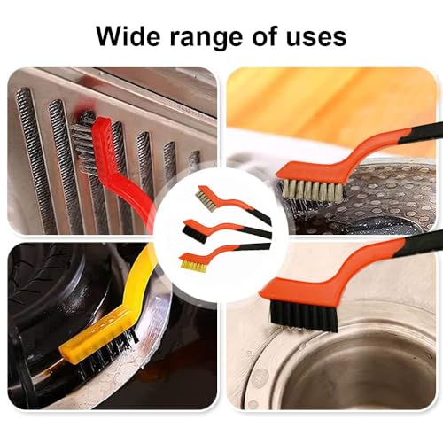 Wire Brush, Copper Wire Knife Brush, Stainless Steel Wire Brush, Cleaning and Rust Removal Brush, Nylon Wire Brush, Mini Iron Brush, 3Pcs