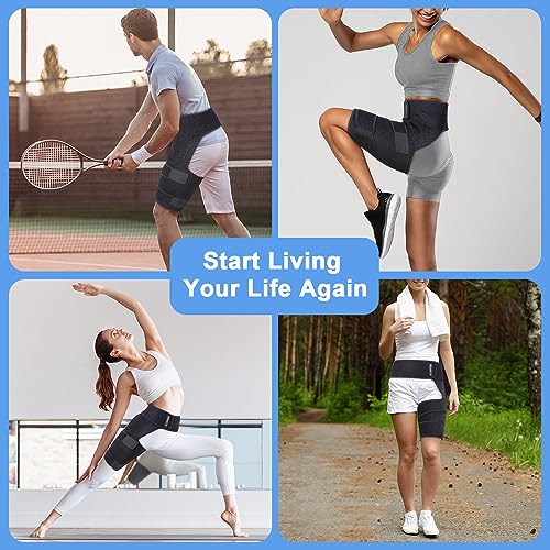 Hip Brace for Sciatica, Hip Flexor Compression Wrap for Sciatica Pain Relief, Hip Support for Groin, Thigh, Hamstring, Pulled Muscle Injury, Sciatic Nerve Brace For Men and Women, Blue