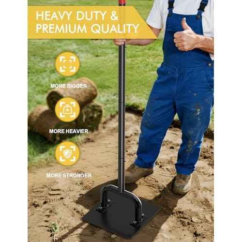 Heavy Duty 10"x10" Steel Tamper Tool with 57" Long Handle and Rubber Grip, Hand Compactor Tool for Soil, Gravel, Asphalt, Driveway, Sidewalk and Paver Base Leveling