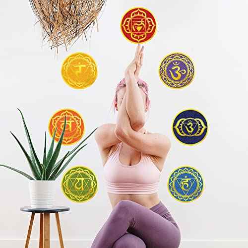 Maydahui 7 Sheets Chakra Wall Stickers Yoga Zen Meditation Room Wall Decals (6x6 Inch) Peel Stick Art Decals Decor for Yoga Studio Decor Yogi Spiritual Gift