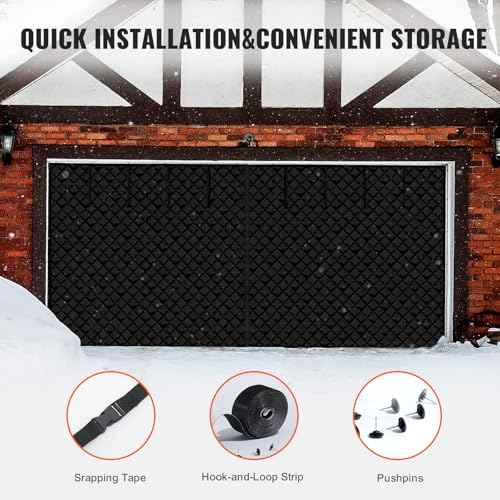 VEVOR 16x7FT Garage Door Insulation Kit for Winter, Magnetic Thermal Insulated Garage Curtain Screen Cover for 2 Cars (Waterproof Windproof Soundproof)