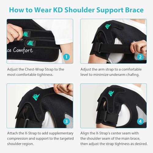 KD Shoulder Support Brace: Shoulder Stability Brace for Torn Rotator Cuff, AC Joint Pain Relief, Dislocation, Tendonitis, Arthritis - Shoulder Braces for Men/Women with X-Strap Support System