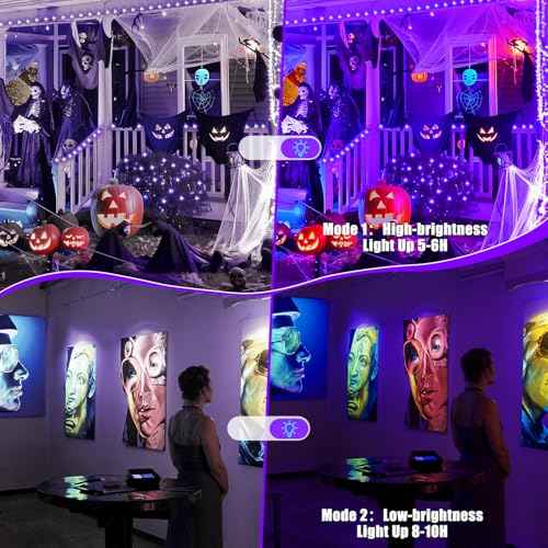 T-SUN Rechargeable Black Lights, Battery Powered Black Lights for Fishing Portable Blacklights for Glow Party Body Paint Fluorescent Poster Neon Party 4 Packs