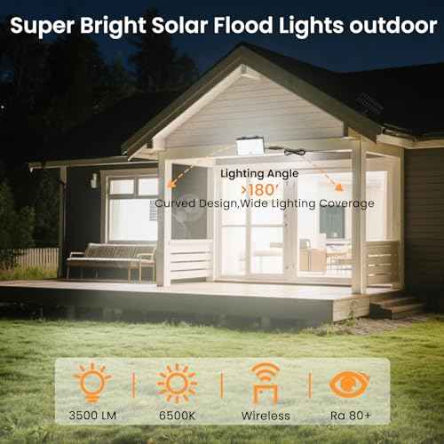 Outdoor Solar Lights, Split Solar Motion Sensor Outdoor Lights with Remote Control, IP65 Waterproof Solar Lights, 3500LM LED 3Modes Flood Lights for Yard,Patio,Barn,Garage, 4 Pack