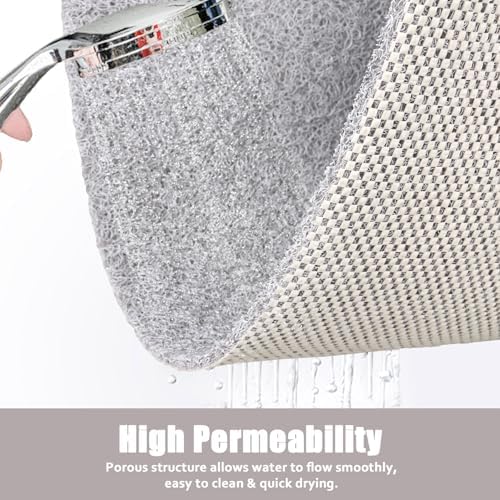 Shower Mat Non Slip - 32x32 Inch Soft Comfort Bath Mat with Drainage Holes, PVC Loofah Massage Bathmat for Shower, Tub, Bathroom, Wet Areas, Quick Drying