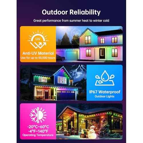 Permanent Outdoor Lights for House, 50ft with 25 Smart IC+RGB+CW LED Eaves Light, Waterproof Christmas Halloween Permanent Decor Light for Daily and Holiday, App/Remote Control
