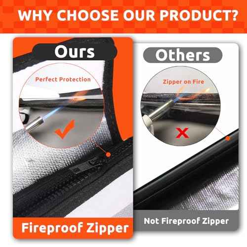 6200¡ÆF Fireproof Document Bag with Fireproof Zipper, Fireproof Bag with Reflective Strip, 9 Layers of Heat Insulated Materials, Fireproof Money Bag for Cash, 13"x11" Fireproof Pouch with Hand Strap