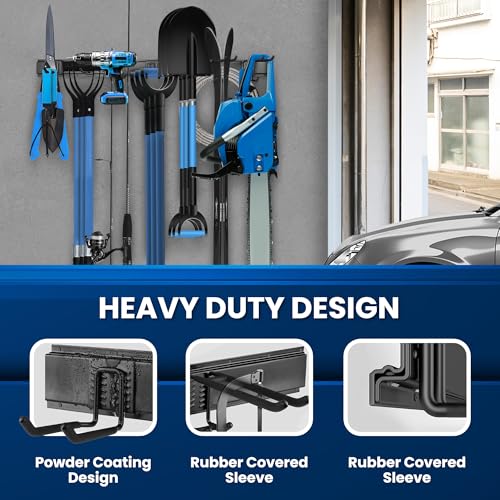 48'' All-Metal Garage Tool Organizer Wall Mount ? Heavy-Duty Tool Rack Holds 450 lbs, Adjustable Hooks for Garage, Yard, and Garden Equipment