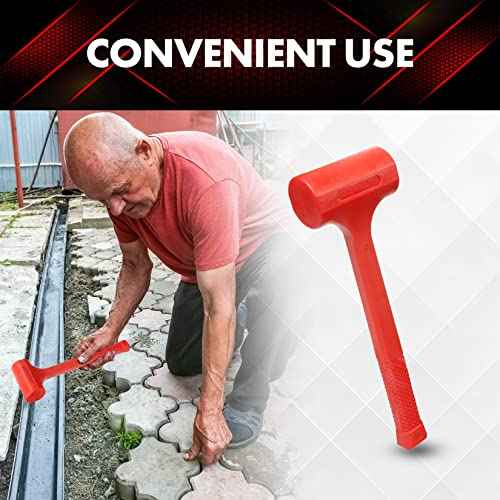 YIYITOOLS 1LB Dead Blow Hammer- Red, Mallet | Machinist Tools | Unibody Molded | Checkered Grip | Spark and Rebound Resistant