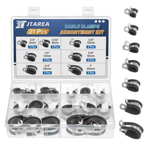 7Sizes 304 Stainless Steel Cable Clamps Assortment Kit 1/4" 5/16" 3/8" 1/2" 5/8" 3/4" 1" Cushion Cable Clamp Rubber Coated Wire Clip Pipe Clamp